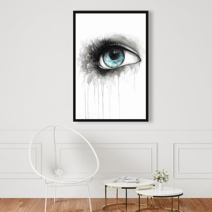 Blue Eye Watercolor Canvas | Bedroom Decor | Framed Art