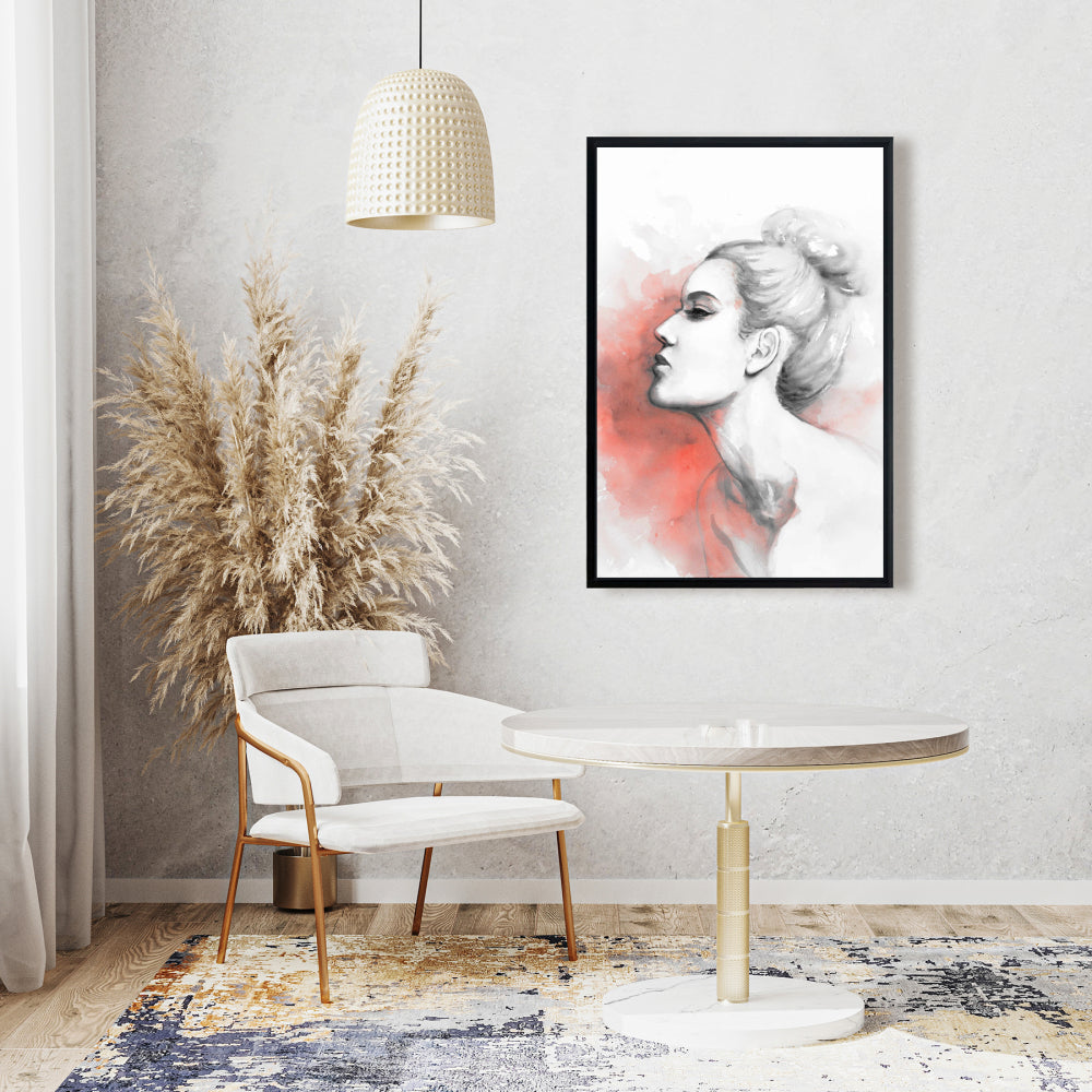 Toile encadrée corail délibération – Décoration de chambre illustrative