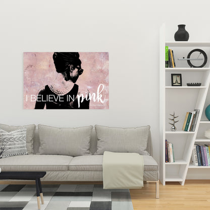 I Believe in Pink Woman Figurative Industrial Canvas - Home Decor