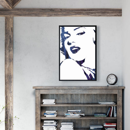 Marilyn Monroe en bleu – Toile encadrée pour décoration intérieure