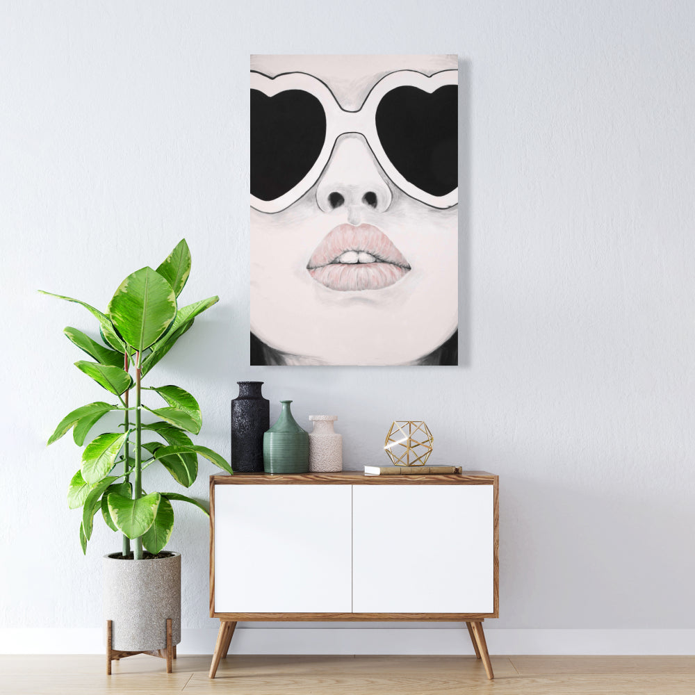 Mademoiselle in Pink Canvas - Elegant Living Room Wall Art