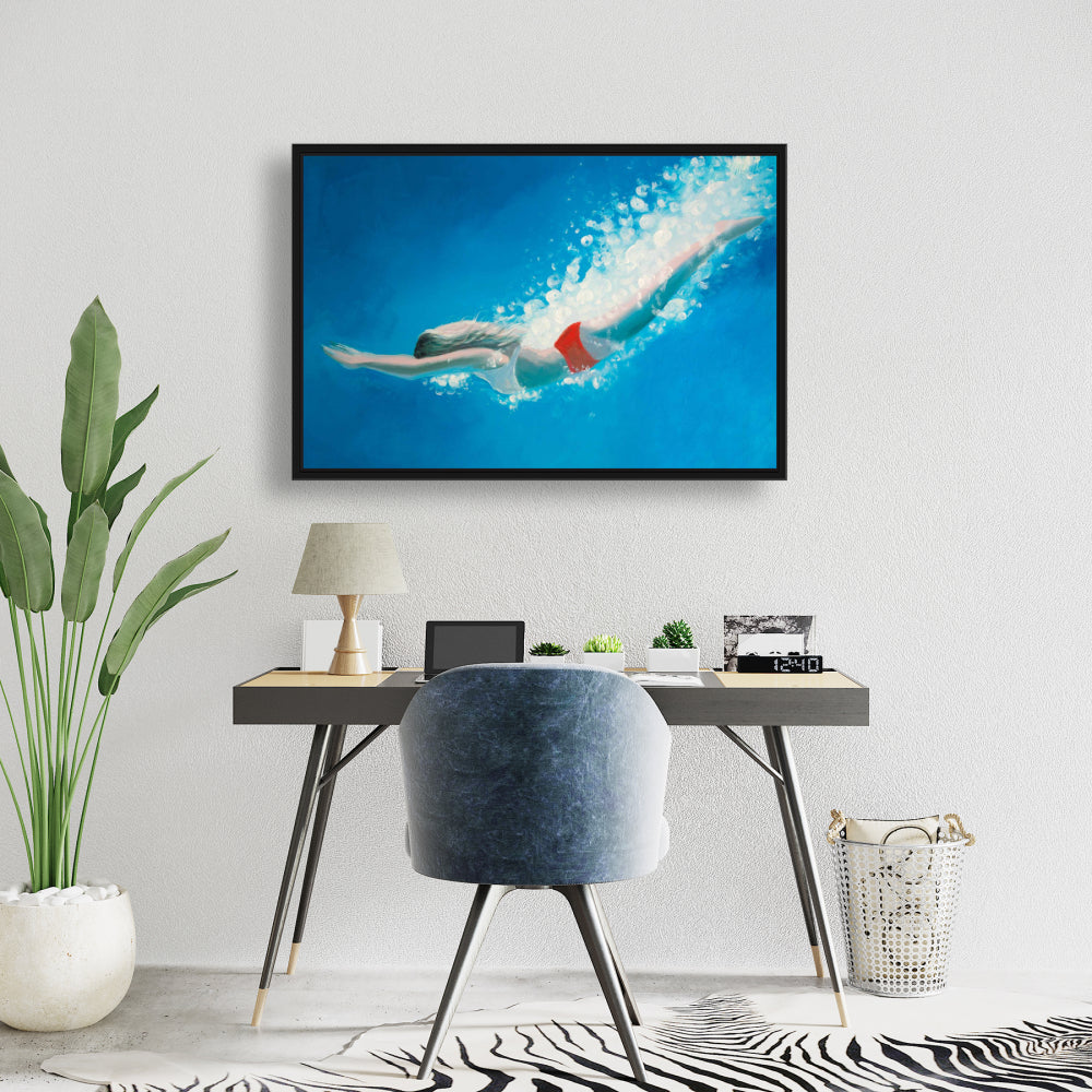 Diving Jump Modern Canvas | Sea Bedroom Decor Framed Art