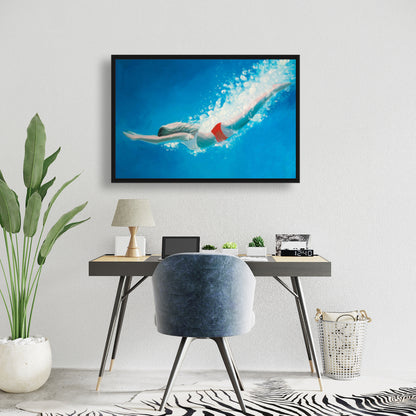 Diving Jump Modern Canvas | Sea Bedroom Decor Framed Art