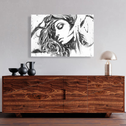 Toile « Danse toute la nuit » : Art blanc moderne pour la décoration intérieure