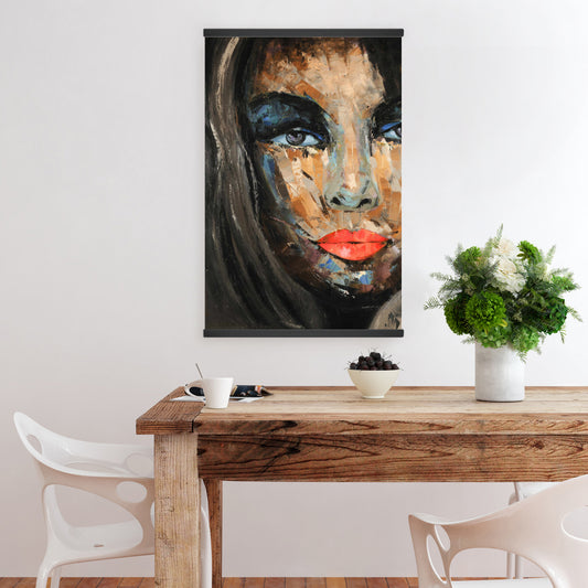 Colorful Portrait Canvas - Blue Abstract Magnetic Home Decor