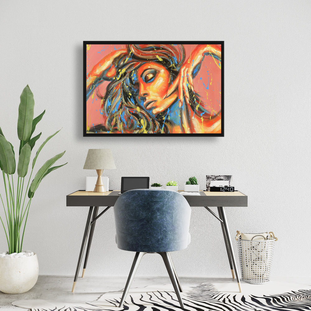 Orange Bedroom Figurative Canvas | Dance the Colors Wall Art