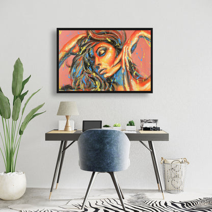 Orange Bedroom Figurative Canvas | Dance the Colors Wall Art