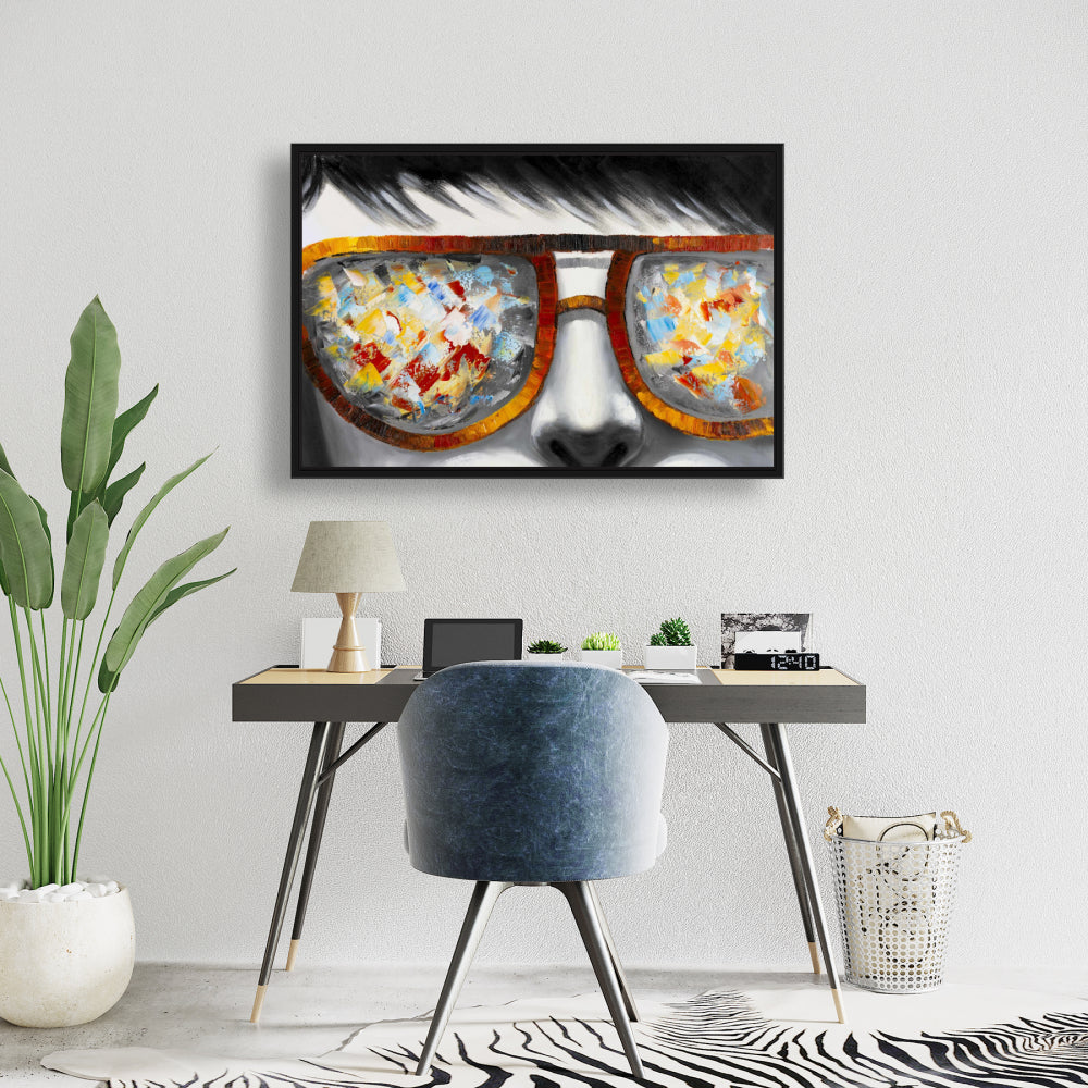 Toile pour chambre de femme grise – Lunettes de soleil colorées, décoration d'intérieur