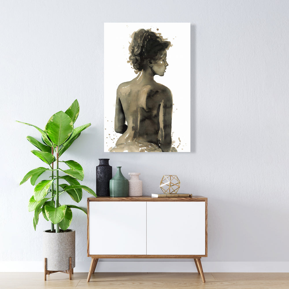 Woman's Back in Sepia Canvas | Bedroom Home Decor Art