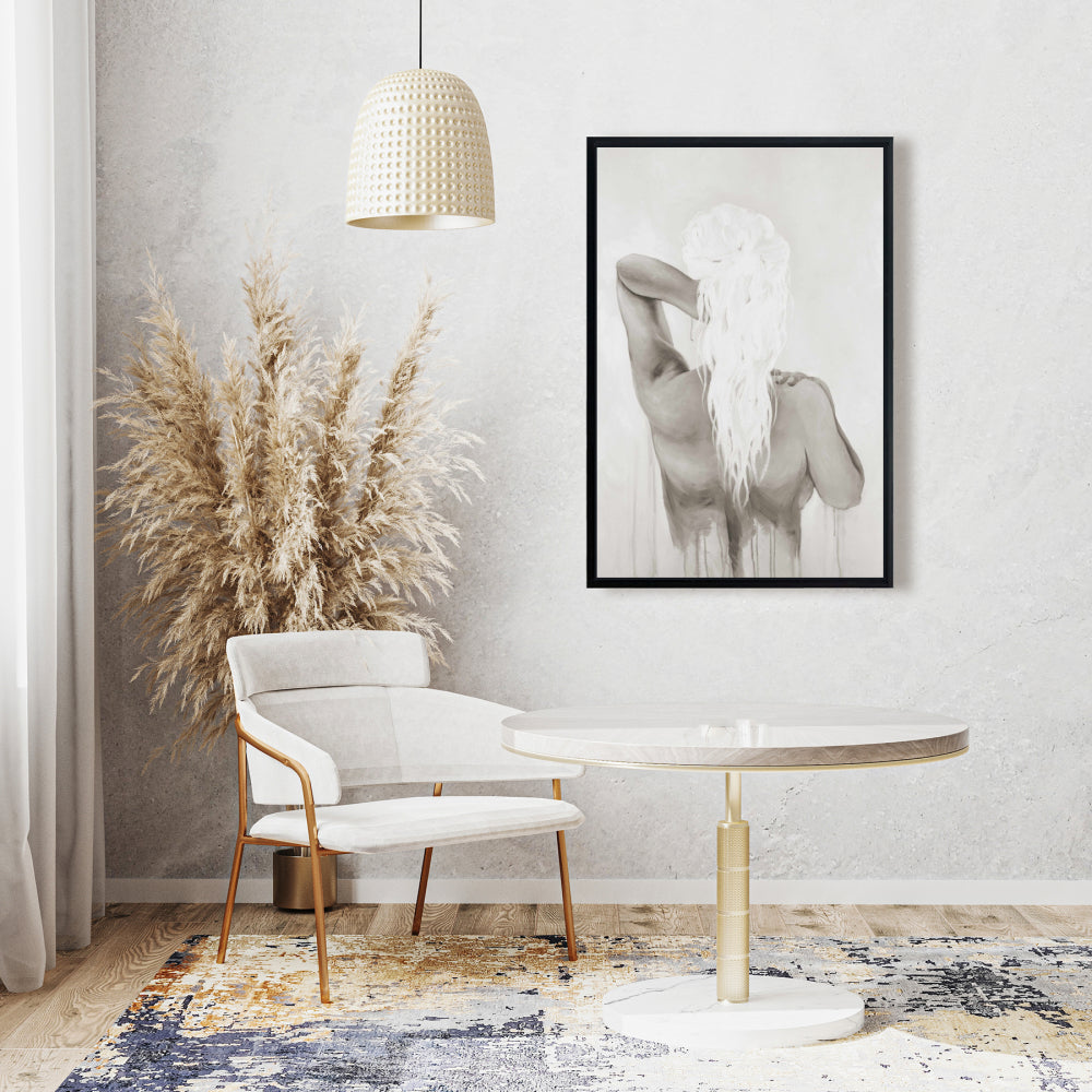 Modern Beige Living Room Canvas - Beautiful Dreamy Woman Decor