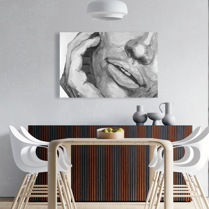 Irresistible Lips Gray Figurative Canvas - Home Decor Art