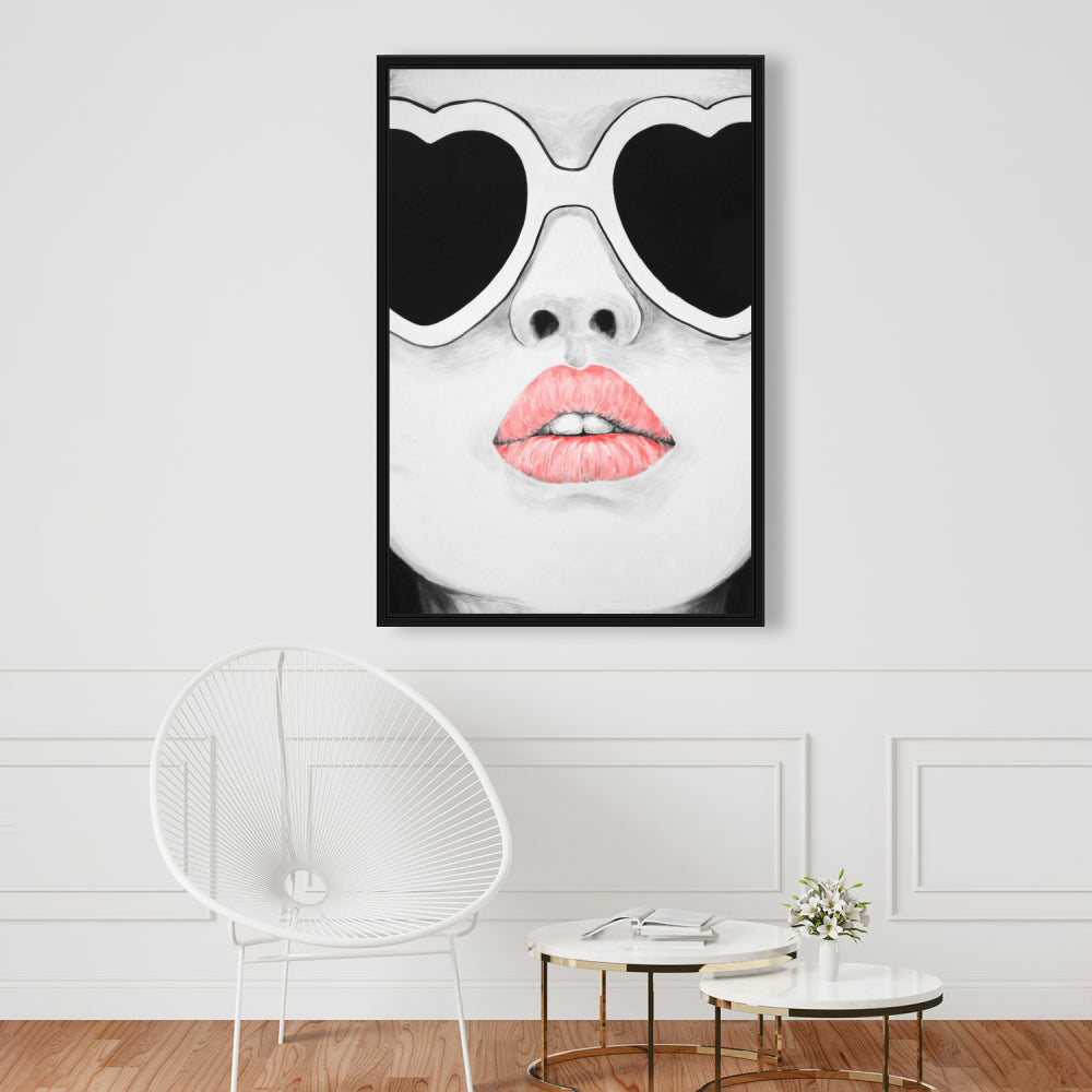 Miss Trend Figurative Gray Framed Canvas | Home Decor Art