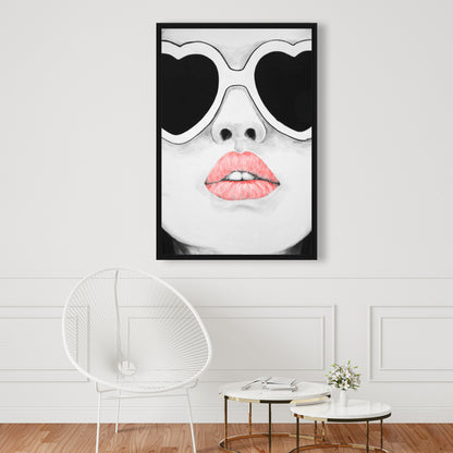 Miss Trend Figurative Gray Framed Canvas | Home Decor Art