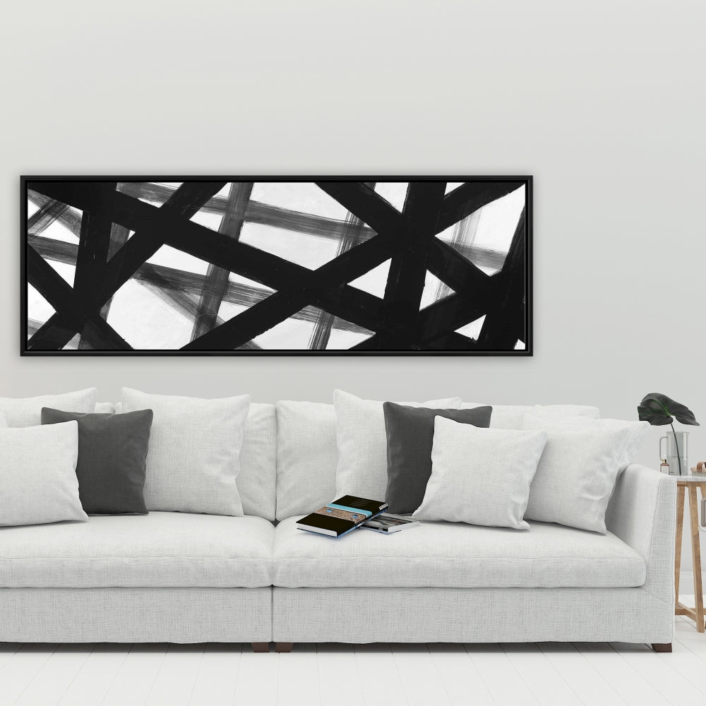 White Abstract Bold Lines Framed Canvas - Contemporary Home Decor