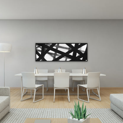 White Abstract Bold Lines Framed Canvas - Contemporary Home Decor