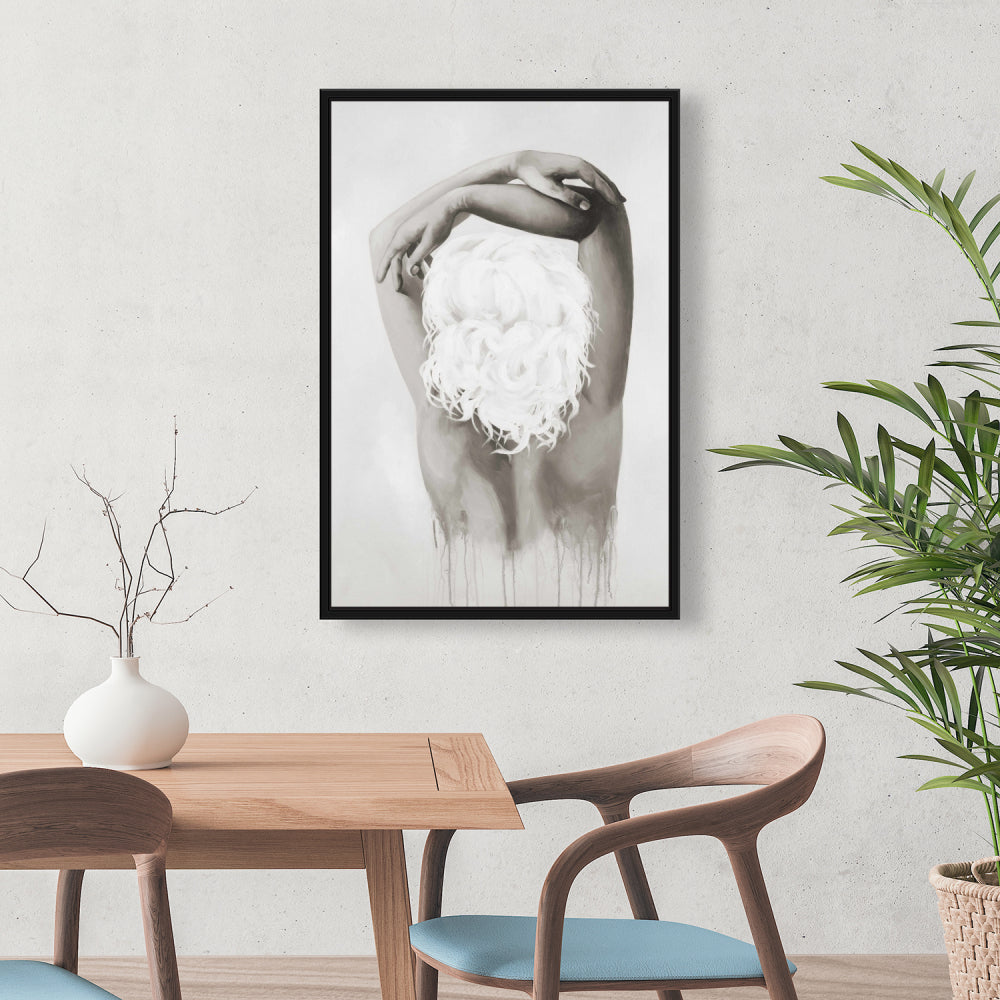 Toile figurative minimaliste sépia - Décor délicat et féminin