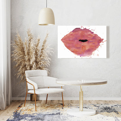 Watercolor Pink Lipstick Canvas - Beauty Bedroom Wall Art