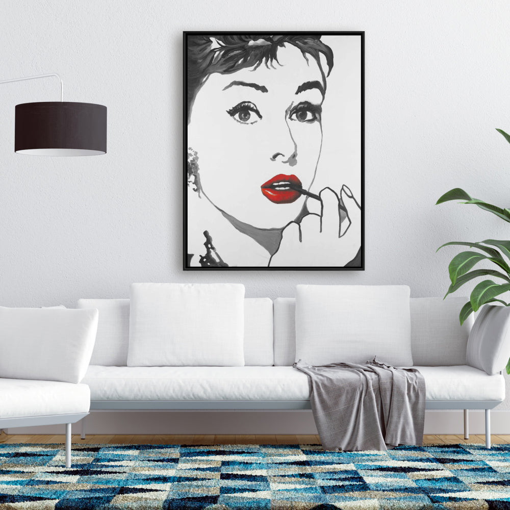 Toile Audrey Hepburn Outline | Décoration de chambre encadrée