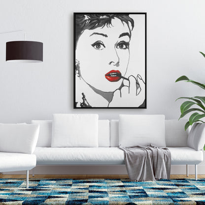 Toile Audrey Hepburn Outline | Décoration de chambre encadrée