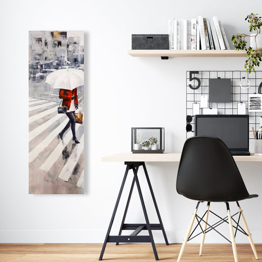 Woman Walking with Umbrella Canvas | Bedroom Wall Art Decor