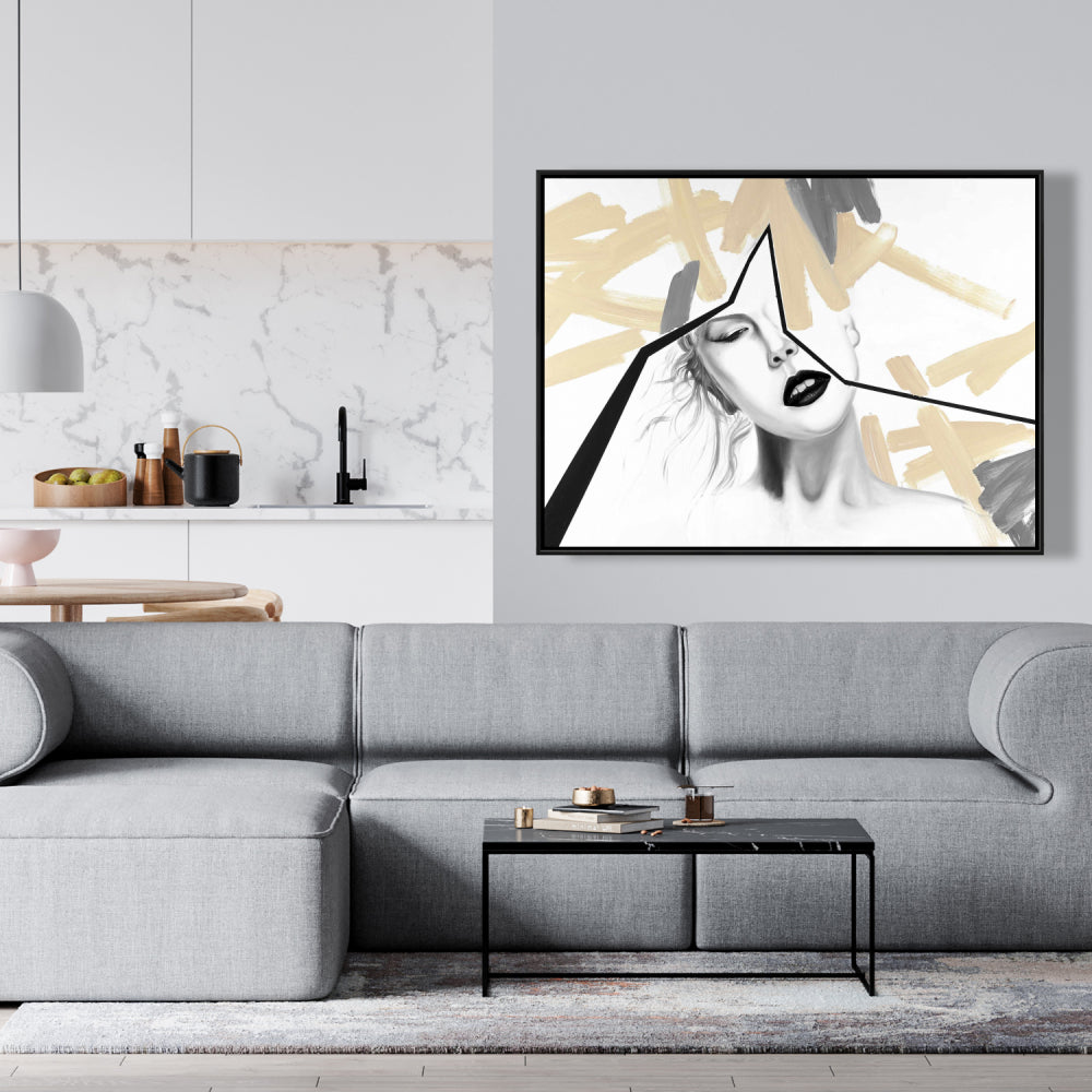 Toile encadrée moderne « Femme divisée » | Décoration de chambre