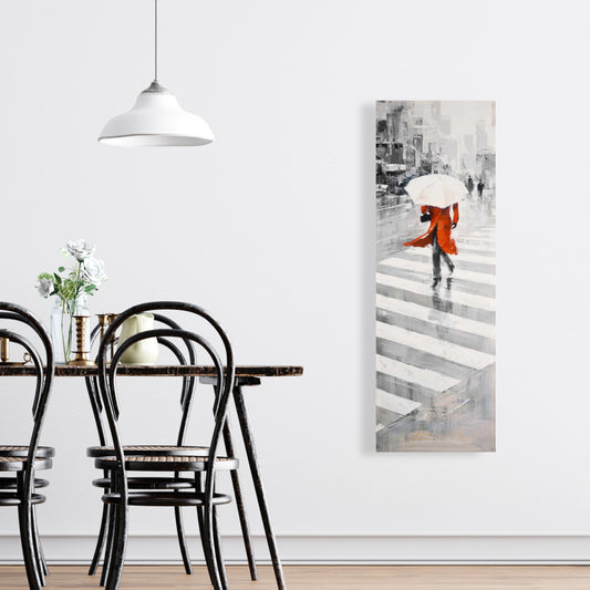 Toile « Femme grise : Jour de pluie en ville » - Décoration murale