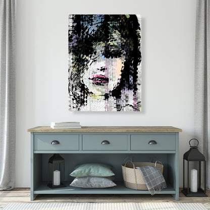 Retro Black Canvas - Abstract Colorful Woman Face Art Decor