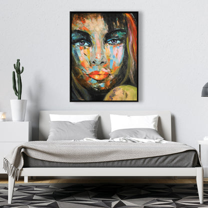 Colorful Woman Portrait Canvas | Figurative Beauty Home Decor