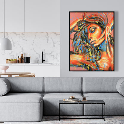 Orange Bedroom Figurative Canvas | Dance the Colors Wall Art