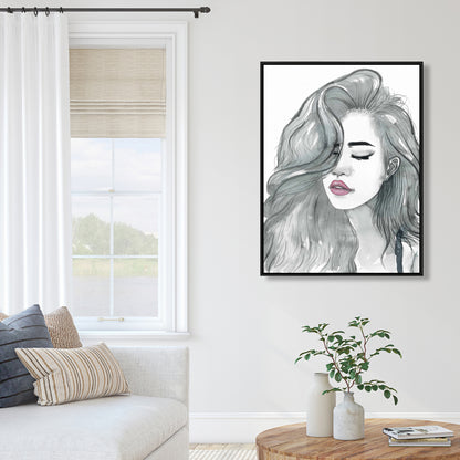 Bohemian Bedroom Woman Framed Canvas | Beautiful Hair Art