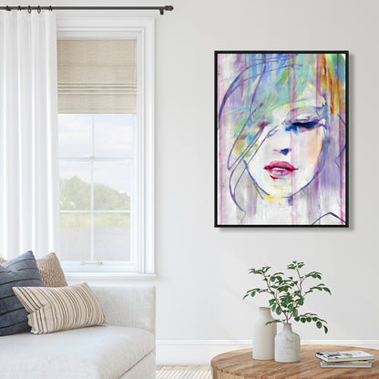 Abstract Beauty Woman Figurative Canvas - Gray Framed Decor