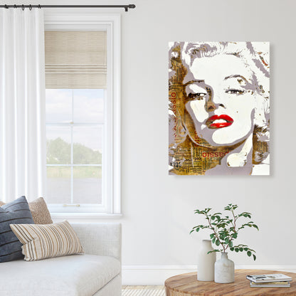 Toile typographique Marilyn Monroe - Décoration d'intérieur marron rétro