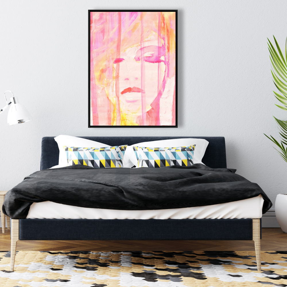 Portrait abstrait féminin sur toile encadrée | Décoration d'intérieur moderne