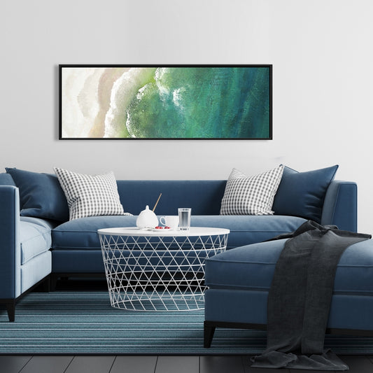 Turquoise Sea Canvas - White Frame | Sea Bedroom Decor