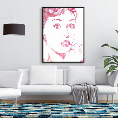 Toile encadrée rétro glamour d'Audrey Hepburn | Décoration d'intérieur