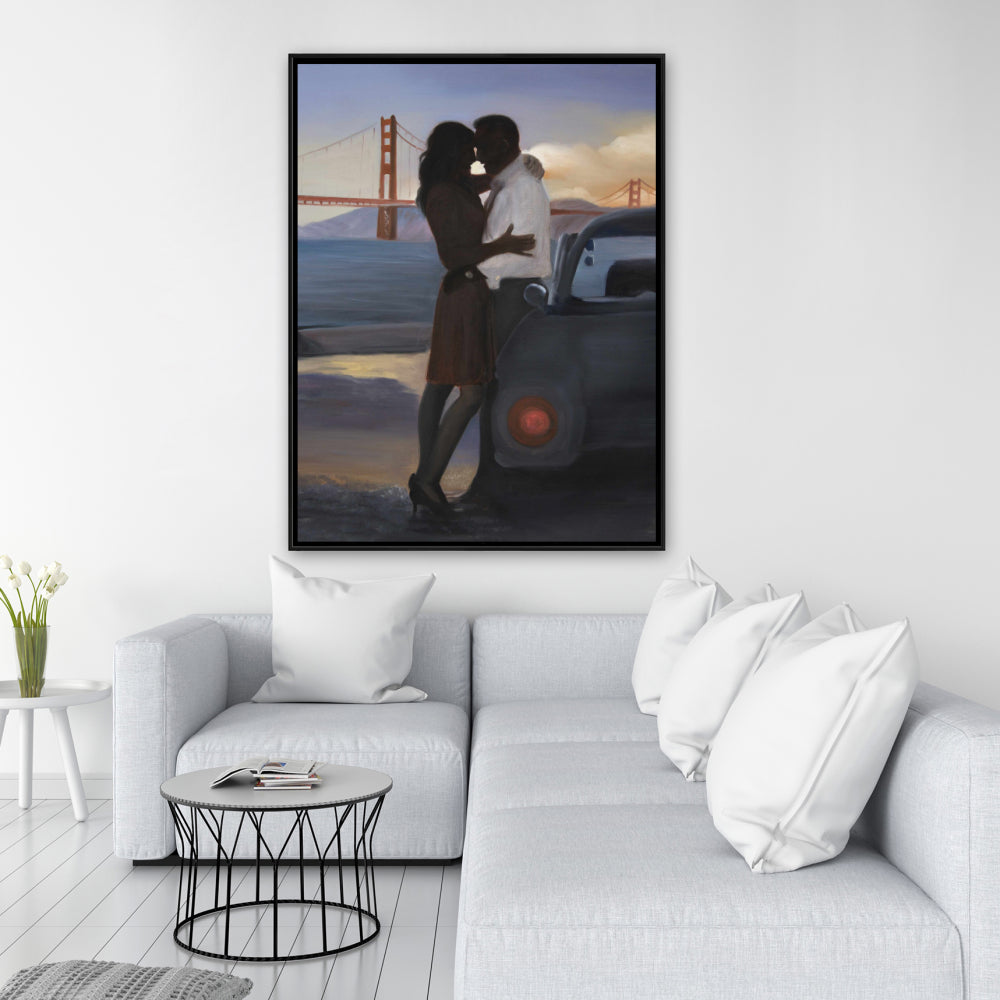 Blue Bedroom Romantic Canvas | Loving Couple San Francisco