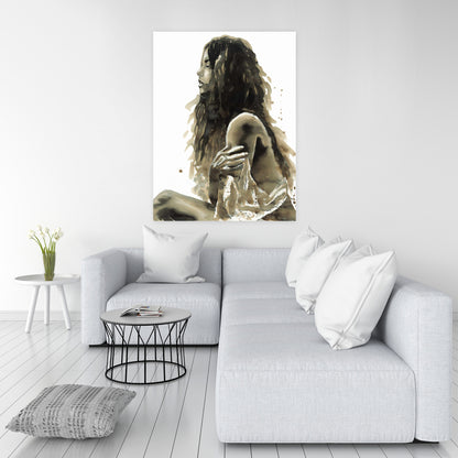 Sepia Woman Canvas - Figurative Bedroom Art Home Decor