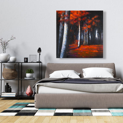 Mysterious Forest Trees Gray Bedroom Canvas - Home Decor Art