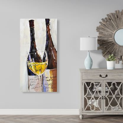 Two Bottles with Glass of White Wine Canvas - Home Decor Art