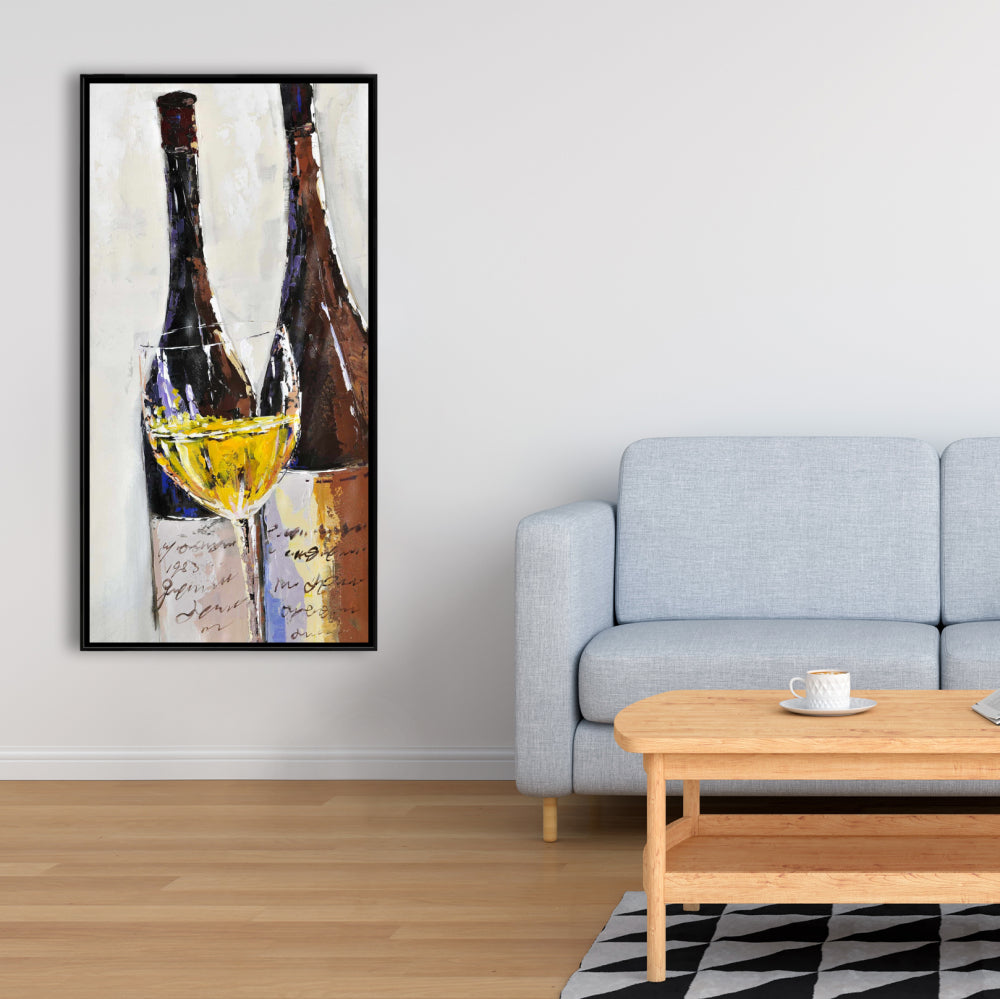 Toile « Deux bouteilles et un verre » | Décoration d'intérieur contemporaine