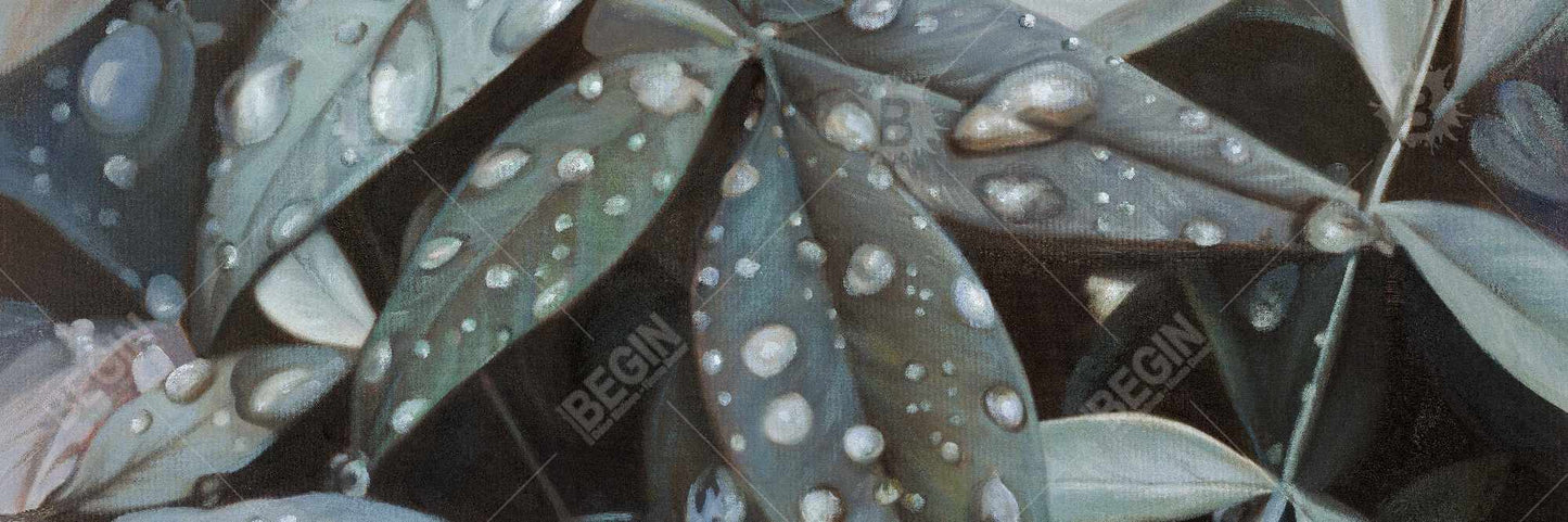 Feuilles après la pluie – Toile encadrée botanique | Décoration de salle de bain