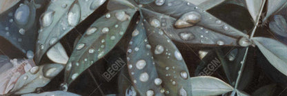 Feuilles après la pluie – Toile encadrée botanique | Décoration de salle de bain