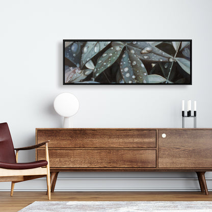 Feuilles après la pluie – Toile encadrée botanique | Décoration de salle de bain