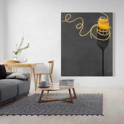 Spaghetti Pasta Fork Canvas - Modern Home Decor Wall Art