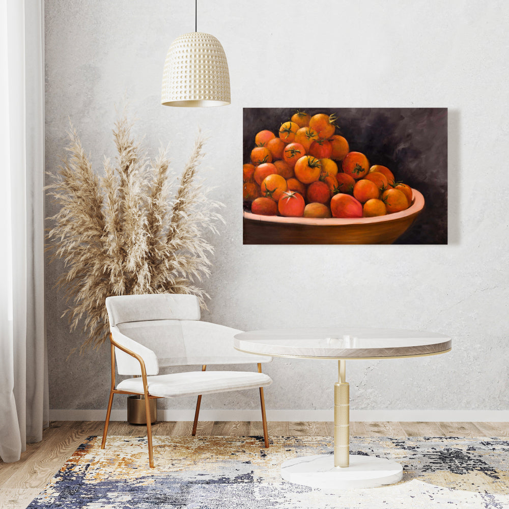 Bowl of Cherry Tomatoes Canvas | Modern Kitchen Wall Art Decor