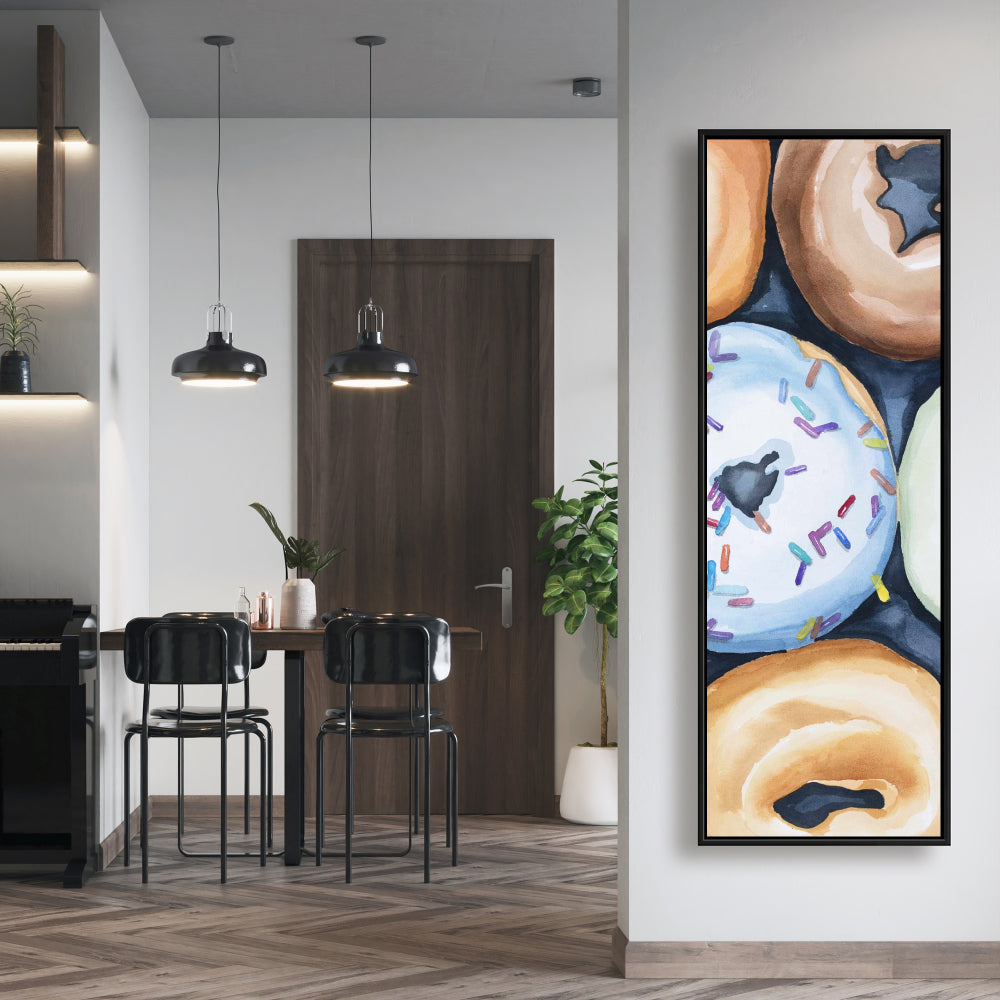 Watercolor Doughnuts Canvas | Blue Bedroom Decor | Framed Art