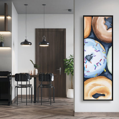 Watercolor Doughnuts Canvas | Blue Bedroom Decor | Framed Art