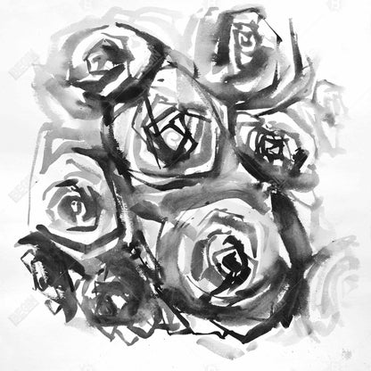 Monochrome Abstract Roses Canvas | Minimalist Floral Decor