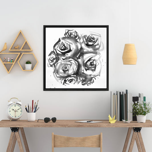 Décoration de chambre florale minimaliste | Ensemble de toiles à motifs de roses abstraites