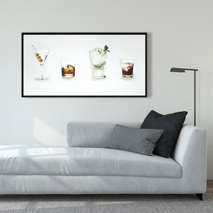 Toile Gastronomie Beige Cocktails - Décoration murale élégante